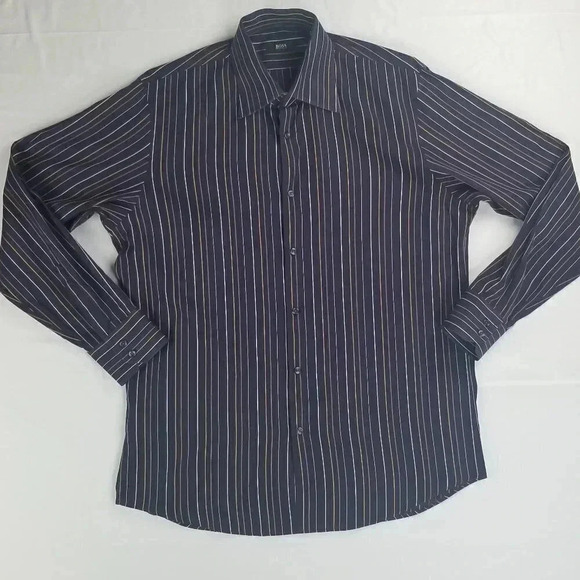 Hugo Boss Men's 16/41 Black Striped Long Sleeve - Picture 1 of 6